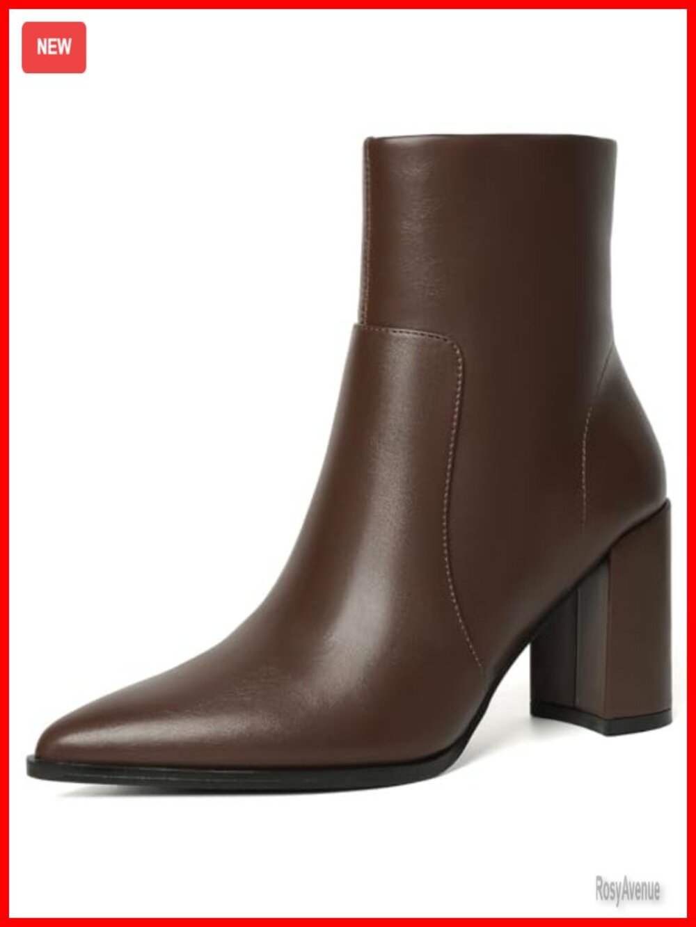 Women's Platform Ankle Booties 3.4in Block Heel Zip Up Pointed Toe PU